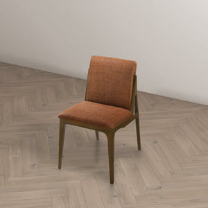 Elegant Dining Chair Set with Upholstered Fabric - Light Brown or Beige