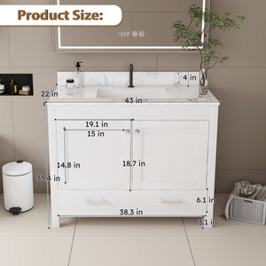 Modern 43" Bathroom Vanity with Artificial Marble Carrara