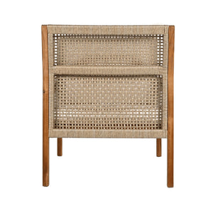 Acacia Wood Patio Furniture Club Chair, Outdoor Wicker Armchair, Deep Seating With Soft Cushions For Porch - Teak / Mix Brown