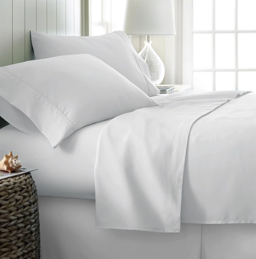 4-Piece 100% Cotton Sheet Set – 300 Thread Count Soft, Breathable, Naturally Cool Sheets with 18" Deep Pockets