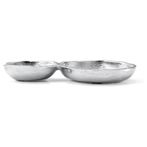 2 Cluster Decorative Bowls Bright Silver Snack Tray Bowl Chip