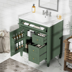 Bathroom Vanity With Top Sink, Storage Cabinet, 2 Drawers, Tip Out Drawer