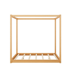 Wood Canopy Platform Bed With Support Legs And Airflow Slats