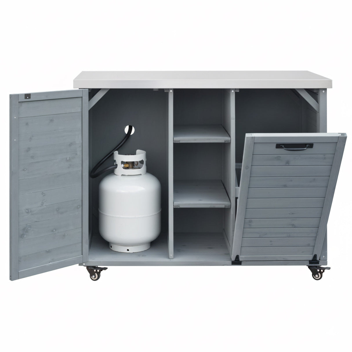 K&K 78.3' Outdoor Kitchen Island with Foldable Grill Table