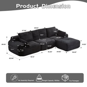 Large Fabric Sectional Sofa with Memory Foam Padding - Multiple Colors