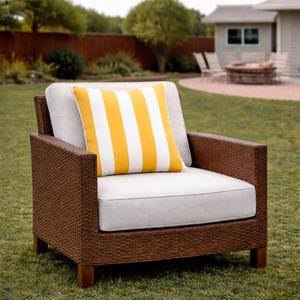 6 Pack Outdoor/Indoor Throw Pillows with Inserts - Yellow/White Striped
