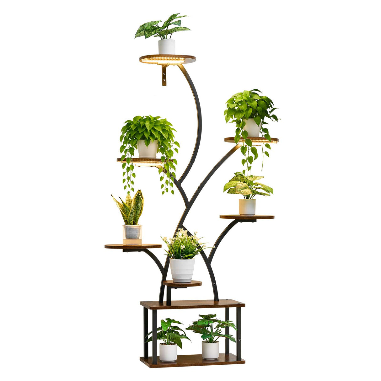 Plant Stand Indoor with Grow Lights - 62 in Tall 8-Tier Lighted Shelf