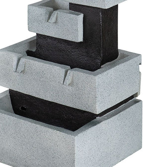 Decorative 4 Tier Block Fountain With Light for Indoor and Outdoor - Black / Gray