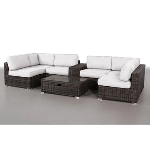 Elegant 4 Person Wicker Patio Seating Set With Cushions And Glass Top Table