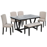 Mateo Six-Person Marbled Dining Set