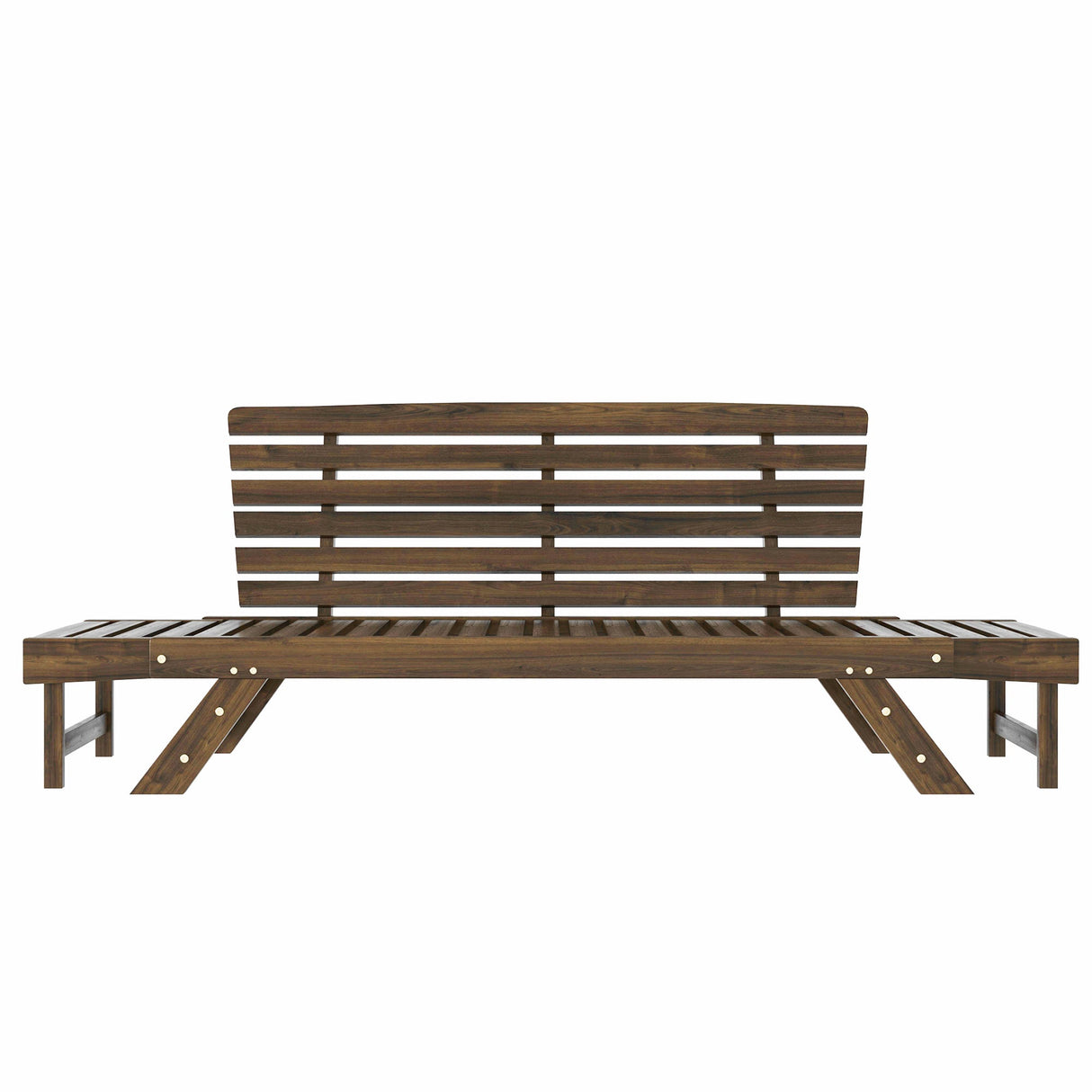 TOPMAX Outdoor Adjustable Patio Wooden Daybed Sofa Chaise Lounge