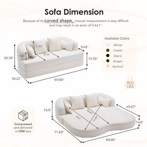 2-in-1 Foldable Sofa Bed with 4 Pillows