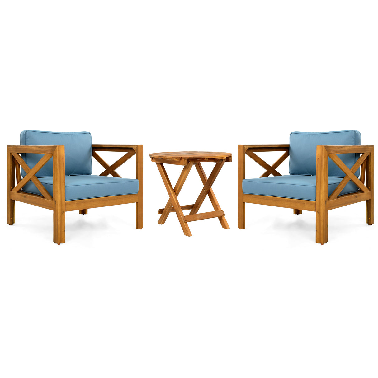 Patio Conversation Set, Outdoor Wood Conversation Seat (Set of 2)
