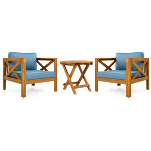 Patio Conversation Set, Outdoor Wood Conversation Seat (Set of 2)