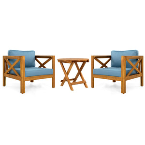 Patio Conversation Set, Outdoor Wood Conversation Seat (Set of 2)