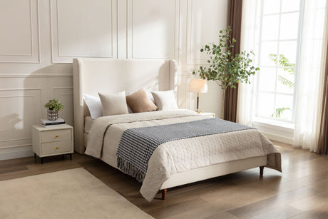 Harper upholstered bed, 54" headboard, ivory boucle
