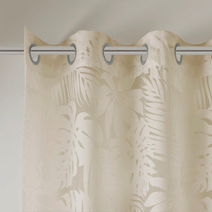 Palm Leaf Burnout Sheer Window Curtain 50x95 Natural