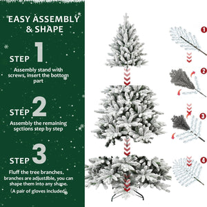 7ft Flocked Christmas Tree with 1514 Tips - White