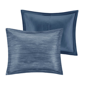 7 Piece Printed Seersucker Comforter Set Navy King
