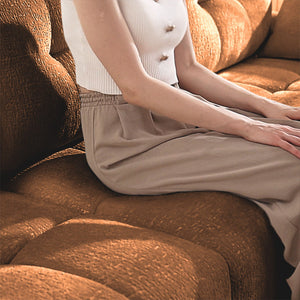 Sofa Set With Ottoman And Pillows, Textured, High Resilience Cushions