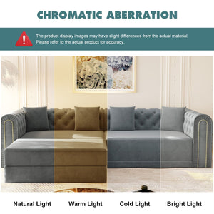 3-In-1 Convertible Sleeper Sofa With Movable Ottoman For Living Room