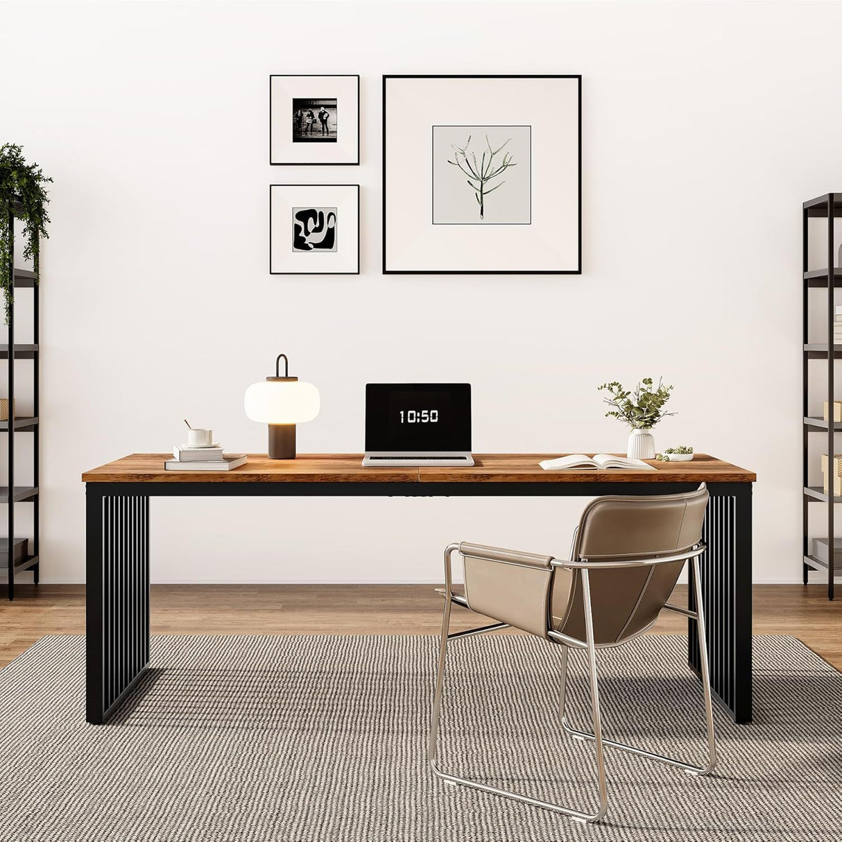 Double Computer Desk For 2 Person, Extra Long Workstation