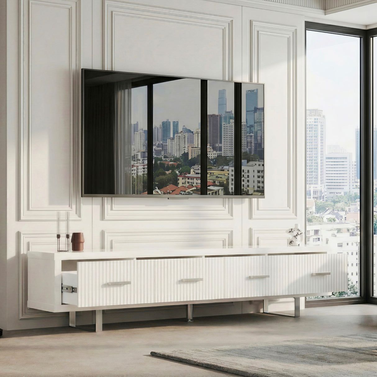 TV Stand With Slatted Drawers