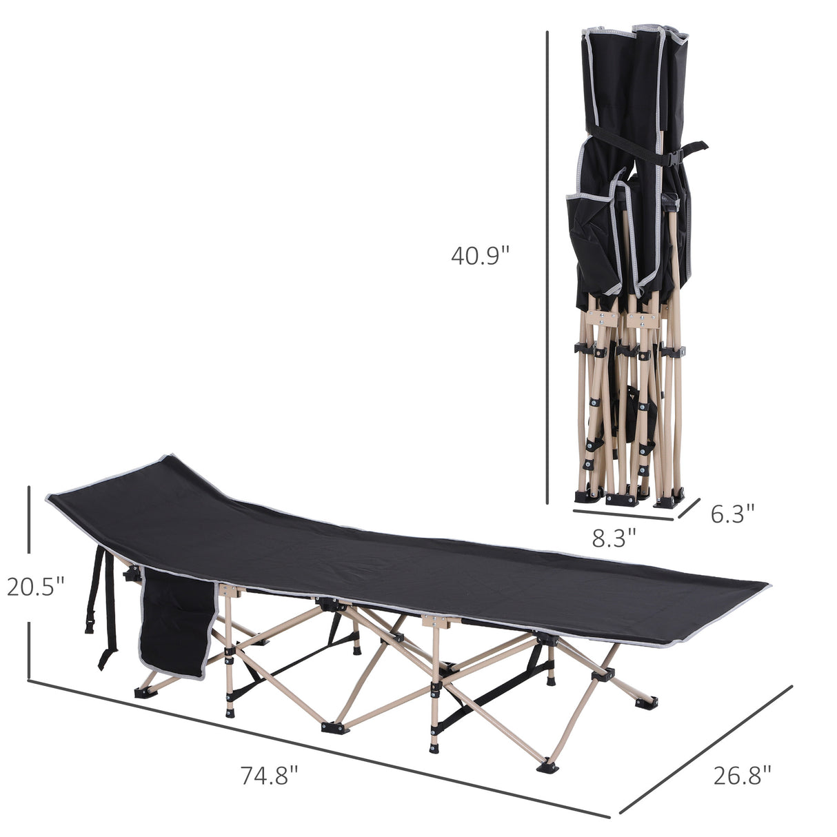 Outsunny Folding Camping Cot for Adults with Carry Bag and Side Pocket