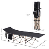 Outsunny Folding Camping Cot for Adults with Carry Bag and Side Pocket