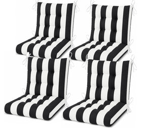 Outdoor Chair Cushions Set of 8 - Black/White Striped