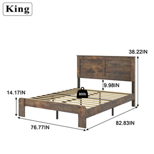 King Size Wood Platform Bed Frame