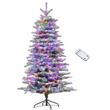 6.5 Ft Pre-Lit Snow Flocked Mountain Pine Artificial Christmas Tree