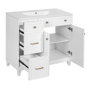 Bathroom Vanity With Sink, Soft Close Doors, Adjustable Shelves