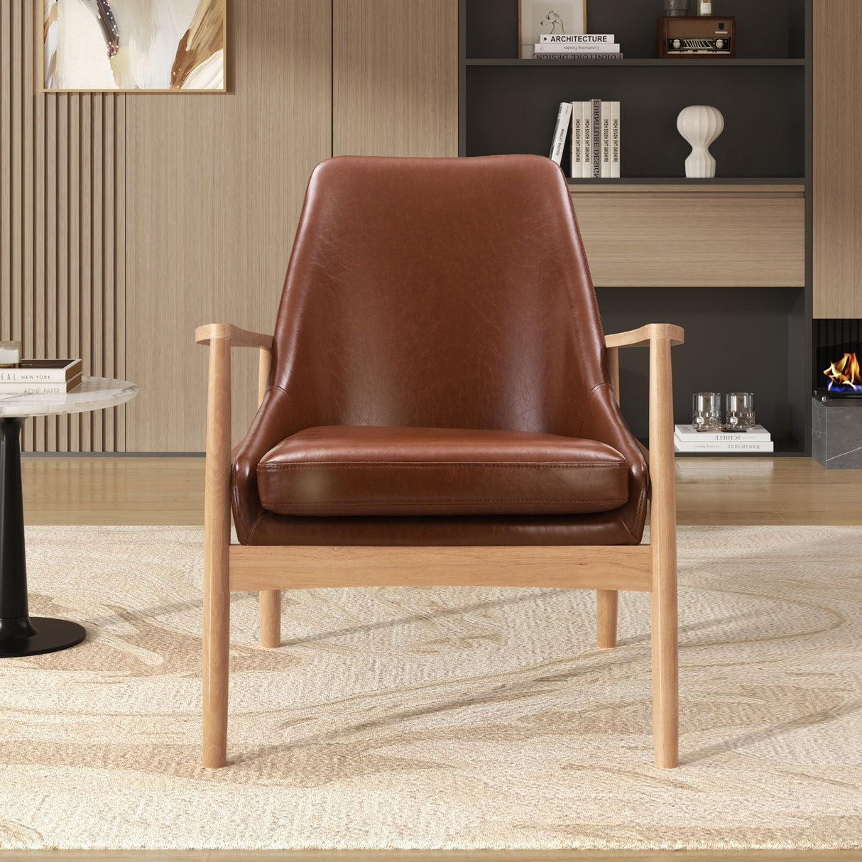 Mid-Century Modern Accent Armchair With High Back