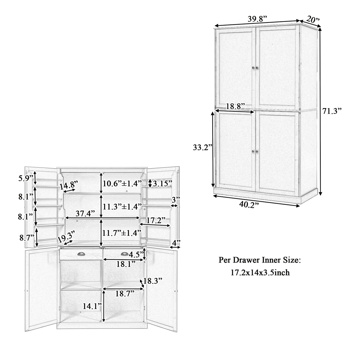 TOPMAX WF320799AAK Kitchen Pantry Sideboard