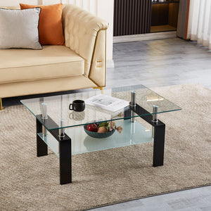 Luxury Modern Tempered Glass Coffee Table With 2 Layers