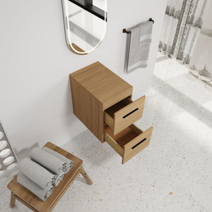 Floating Bathroom Vanity Drawer Base, Wall Mounted Storage With 2 Drawers - Light Oak