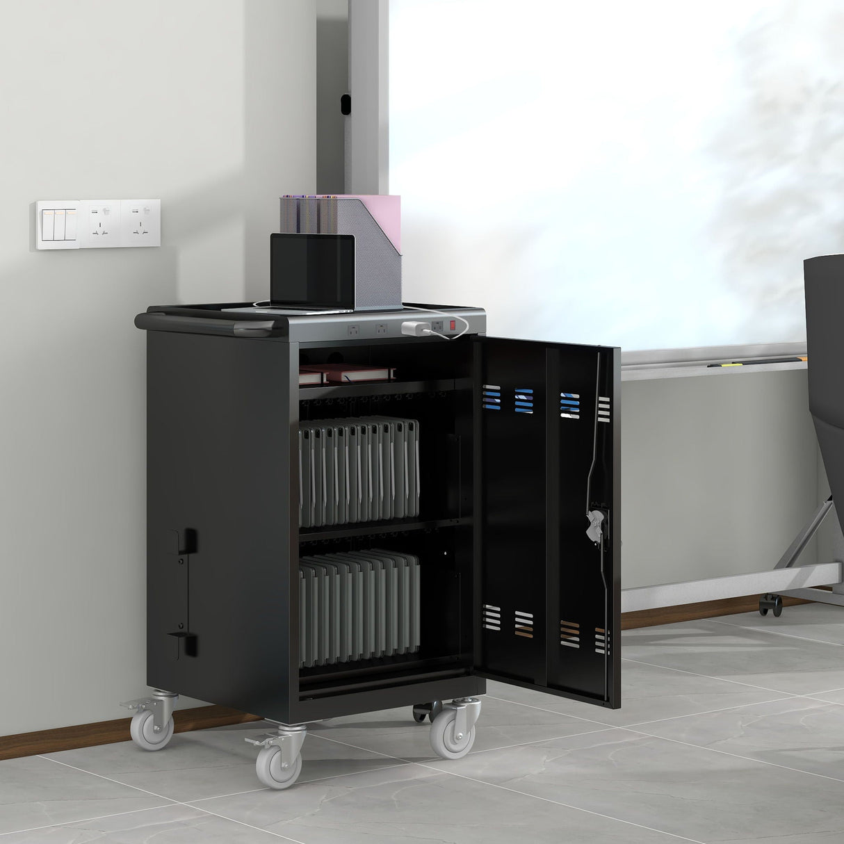 Mobile Charging Cart For Tablets & Laptops - 35 Device Capacity