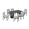 Dining Table Set With 6 Upholstered Chairs, Rectangular Table With Cutout Legs