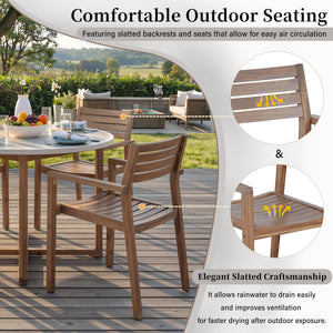U_STYLE 5-Piece Outdoor Dining Set with Acacia Wood Chairs