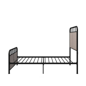 Twin Size Linen Upholstered Platform Metal Bed Frame with Fabric Headboard and Footboard