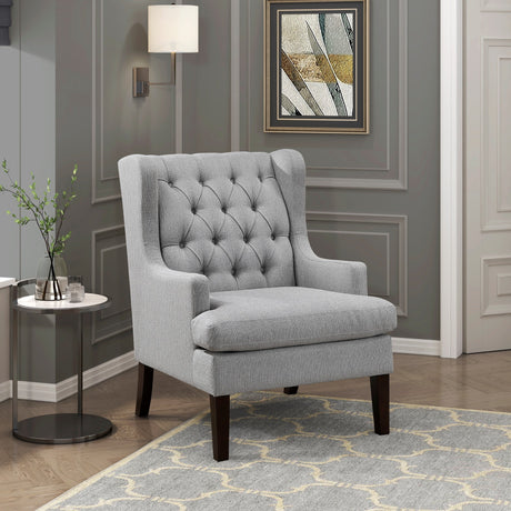 Button-Tufted Upholstered High Back Accent Chair