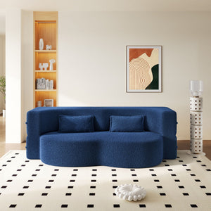 Modern Floor Sleeper Sofa Bed With 2 Pillows, Convertible Twin Size Folding Mattress For Living Room