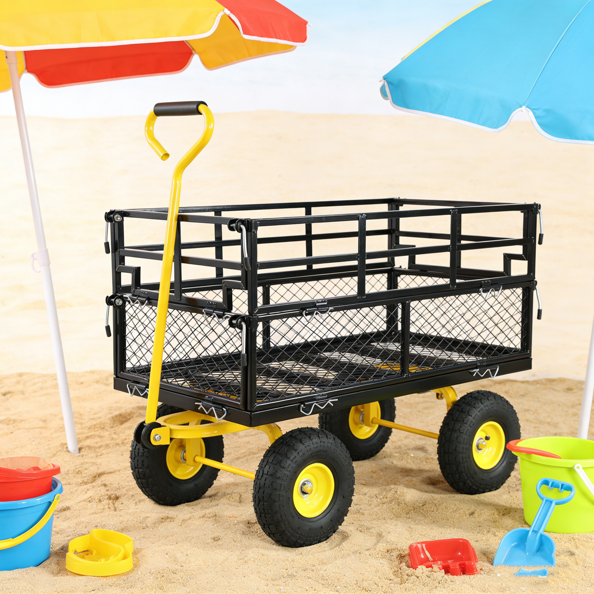 Outdoor Wagon Cart with Metal Frame - Green