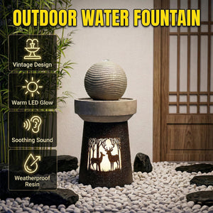Outdoor Garden Lantern with Warm LED Light Deer Silhouette