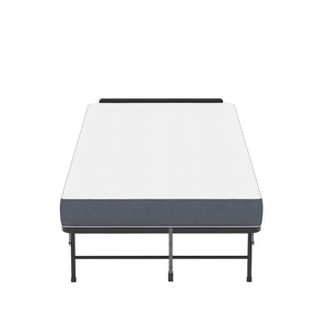 Twin Adjustable Headboard Folding Bed With Memory Foam Mattress, Heavy-Duty Frame Cot For Tall People, Portable Guest On Wheels - Black