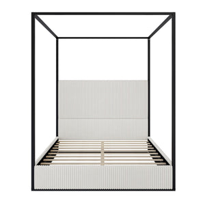 Canopy Bed With Tall Upholstered Headboard And 4 Poster