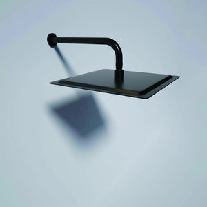 16" Shower Arm With Flange, Stainless Steel, Rust Resistant Design - Matte Black