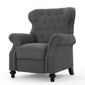 Accented Push Back Recliner Chair With Rolled Arms