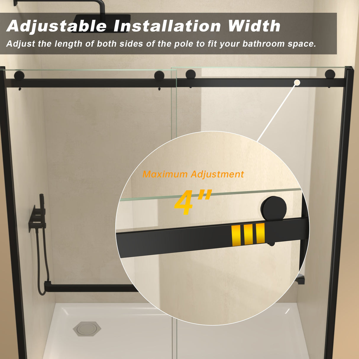 Semi-Frameless Double Sliding Glass Shower Doors